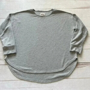 Chaser Womens Gray Waffle Knit Thermal Top Button Long Sleeve Tunic Top …